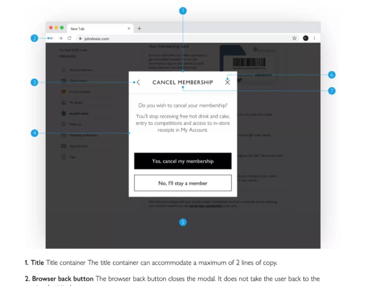 Modals for desktop screenshot from the design system