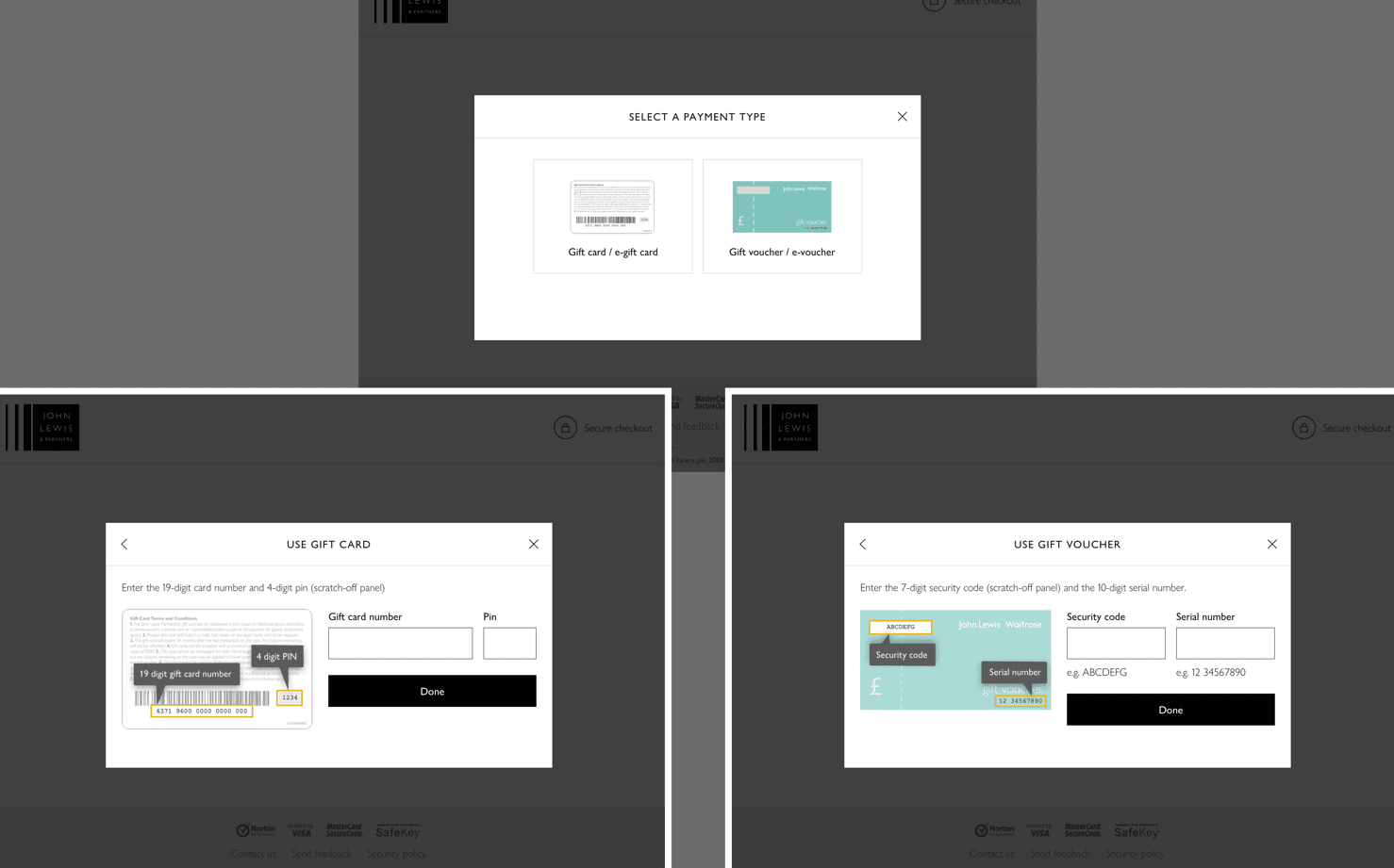 Final gift card & voucher (v3) on desktop