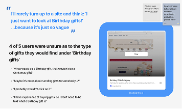 4 of 5 users were unsure as to the type of gifts they would find under Birthday gifts