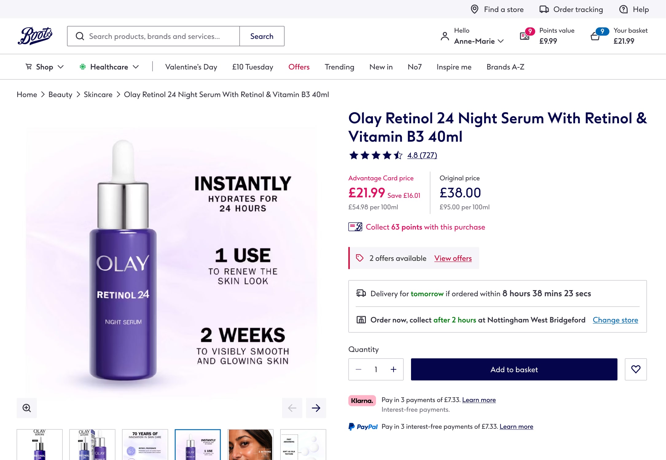 New design for Boots Advantage card on desktop