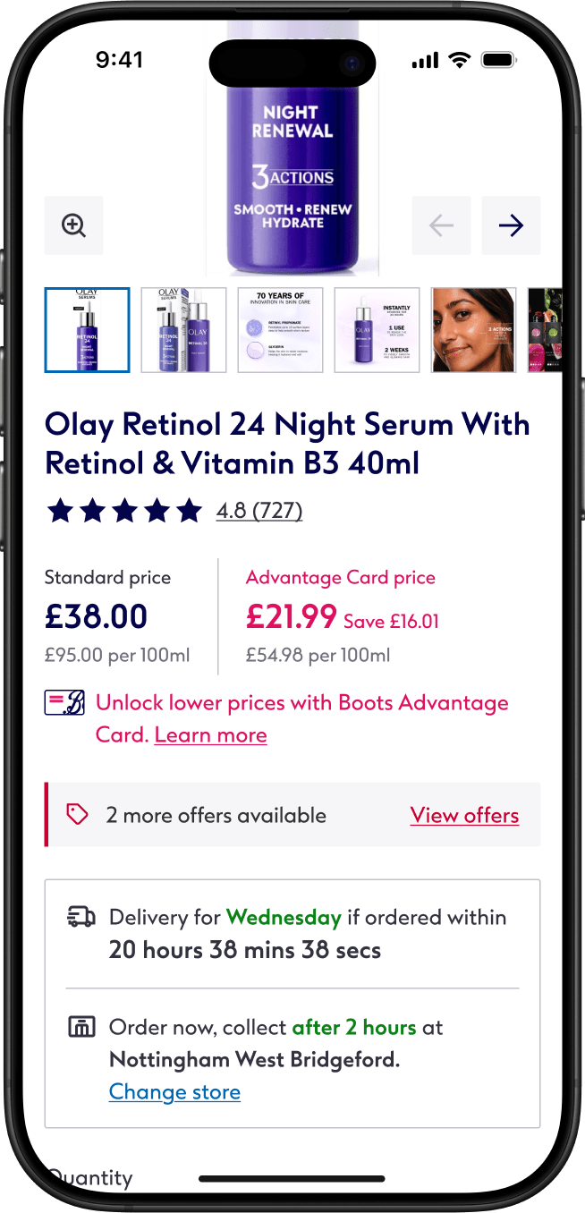 New design for Boots Advantage card on mobile